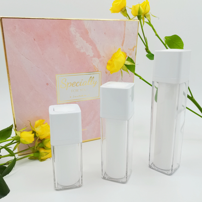Selezione di seta doppia senz'aria Matte Packaging Bottle della bottiglia 15ml 30ml 50ml del quadrato rotatorio