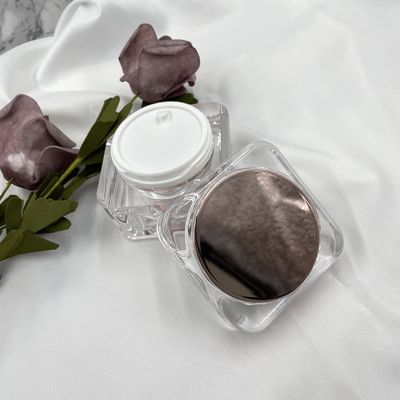 Contenitori crema acrilici 50g del barattolo cosmetico pesante del quadrato con il coperchio dello specchio