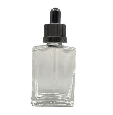 Il cosmetico di vetro del quadrato 30ml imbottiglia il cappuccio innocuo per i bambini del contagoccia per l'olio di cura di capelli
