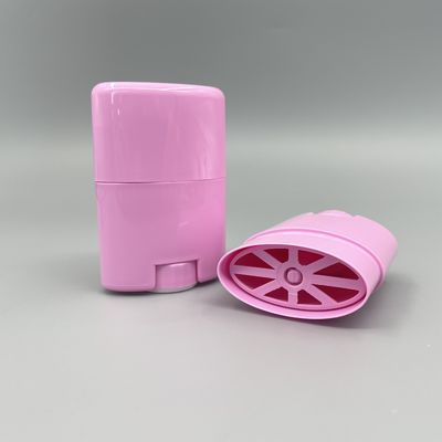 Rotolo vuoto dei contenitori rosa di plastica del deodorante 15g sulla torsione ovale di forma su