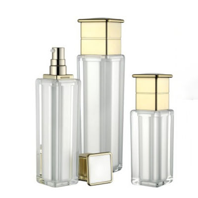 Prova cosmetica della perdita del quadrato 80ml 120ml della bottiglia della pompa della lozione di Pearl White con il cappuccio