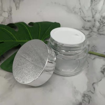 Barattolo della crema di vetro della radura 100g di MSDS con il fango bianco della maschera del coperchio del cappuccio d'argento brillante