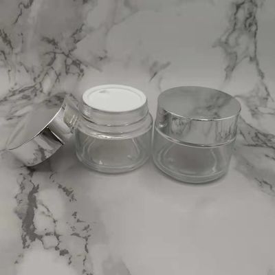 Barattolo della crema di vetro della radura 100g di MSDS con il fango bianco della maschera del coperchio del cappuccio d'argento brillante